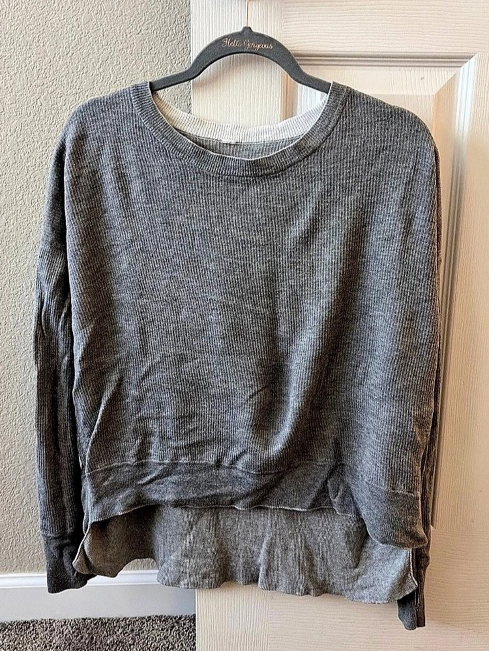 lululemon Waffle-Knit Funnel-Neck Long-Sleeve Shirt Gray